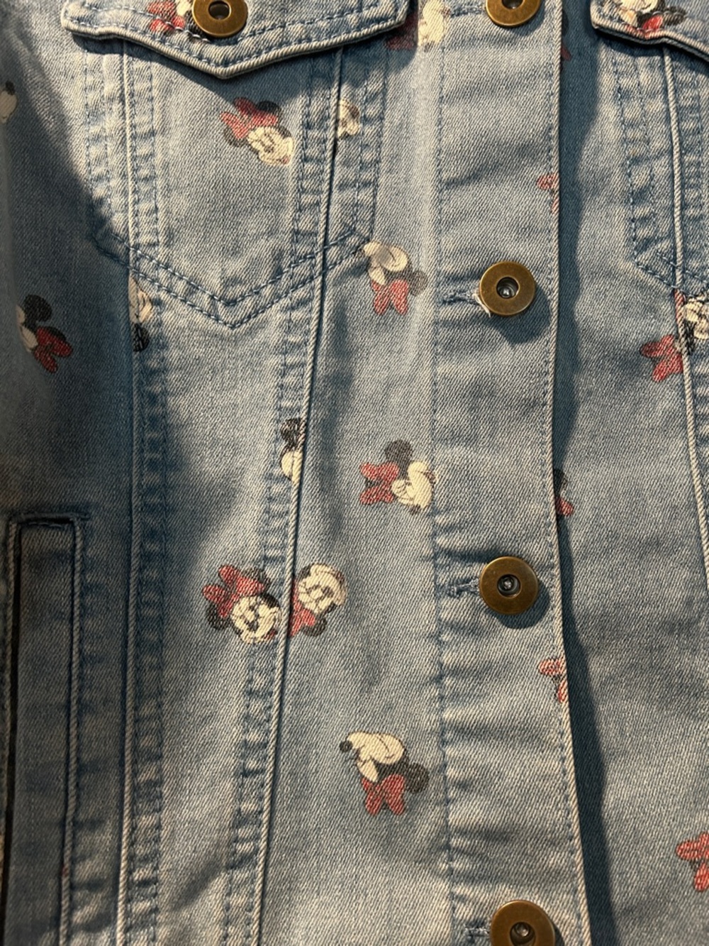 Disney Rare Light Blue Denim Jacket with Minnie Character Print XS - Picture 3 of 4